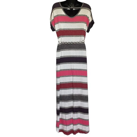 LuLaRoe Macy Striped Maxi Dress with Side Vents Sz M NWT - Picture 3 of 11